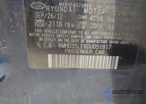 2013 Hyundai Elantra Gt z USA, uszkodzony, nr VIN KMHD35LE6DU051817